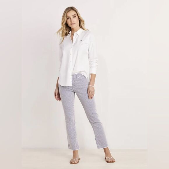 Vineyard Vines Railroad Stripe High Rise Kick Flare Raw Hem Jamie Jeans Size 30 - Picture 11 of 11